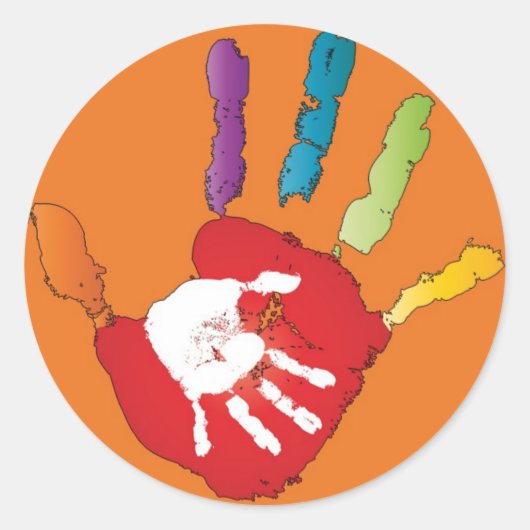 手の育児の名前のステッカーの救済 ラウンドシール (正面)