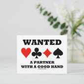手の良いパートナーを求める（4枚のカードスーツ） ポストカード (スタンド正面)