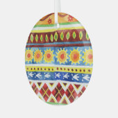 手の色彩の鮮やか民族の水の色のパターン ガラスオーナメント (正面左)