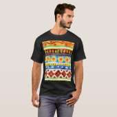 手の色彩の鮮やか民族の水の色のパターン Tシャツ (正面フル)