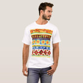 手の色彩の鮮やか民族の水の色のパターン Tシャツ (正面フル)