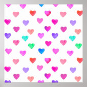 手の色彩の鮮やか水の色のハートパターンのバレンタイン ポスター (正面)