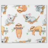 手の色彩の鮮やか水の色のパターン熱帯可愛いアニメーション ラッピングペーパー (フラット)