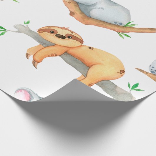 手の色彩の鮮やか水の色のパターン熱帯可愛いアニメーション ラッピングペーパー (角)