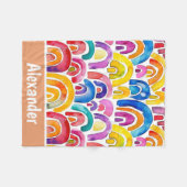 手の色彩の鮮やか水色のボーホレインボウパーソナライズされた フリースブランケット (正面(横))