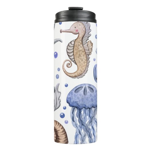 手の色彩の鮮やか水色の海のパターン。 タンブラー (正面)