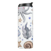 手の色彩の鮮やか水色の海のパターン。 タンブラー (回転左)