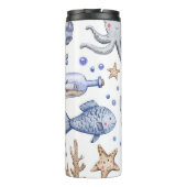 手の色彩の鮮やか水色の海のパターン。 タンブラー (裏面)