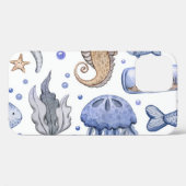 手の色彩の鮮やか水色の海のパターン。 Case-Mate iPhoneケース (裏面 (横))