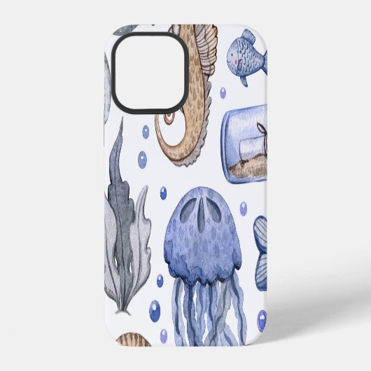 手の色彩の鮮やか水色の海のパターン。 iPhoneケース (裏面)