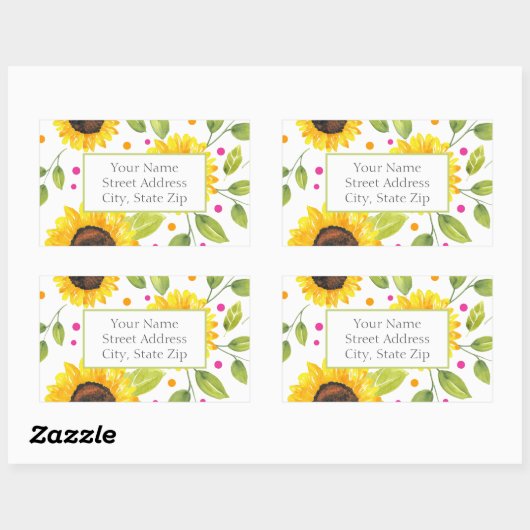 手の色彩の鮮やか水色ひまわり花束ラベル 長方形シール (シート)