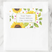 手の色彩の鮮やか水色ひまわり花束ラベル 長方形シール (バッグ)