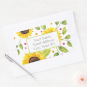 手の色彩の鮮やか水色ひまわり花束ラベル 長方形シール (封筒)