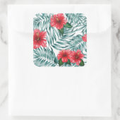 手の色彩の鮮やか水色グミエラ花シール スクエアシール (バッグ)