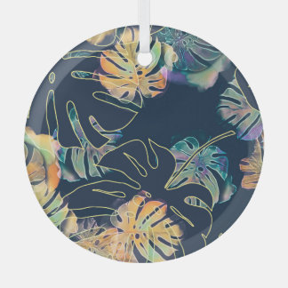 手の色彩の鮮やか異国葉的な:シームレスなパターン。 ガラスオーナメント