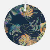 手の色彩の鮮やか異国葉的な：シームレスなパターン。 ガラスオーナメント (裏面)