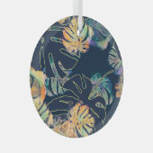 手の色彩の鮮やか異国葉的な：シームレスなパターン。 ガラスオーナメント (正面右)