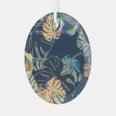 手の色彩の鮮やか異国葉的な：シームレスなパターン。 ガラスオーナメント (正面左)