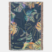 手の色彩の鮮やか異国葉的な：シームレスなパターン。 スローブランケット (正面縦)