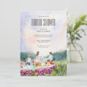 手の色彩の鮮やか素朴なピクニックブライダルシャワー 招待状 (スタンド正面)