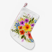 手の色彩の鮮やか花、明るい水の色の花束。 スモールクリスマスストッキング (正面 (吊り時))