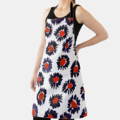 手の色彩の鮮やか花、赤と青のパターン。 エプロン (インサイチュ)