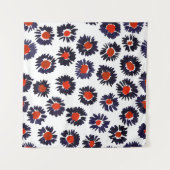 手の色彩の鮮やか花、赤と青のパターン。 タペストリー (正面(横))