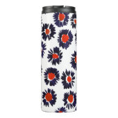 手の色彩の鮮やか花、赤と青のパターン。 タンブラー (裏面)