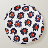 手の色彩の鮮やか花、赤と青のパターン。 ラウンドクッション (裏面)