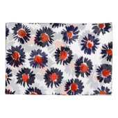 手の色彩の鮮やか花、赤と青のパターン。 枕カバー (裏面)