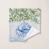 手の色彩の鮮やか青と白のショウガの瓶 バスタオルセット (ウォッシュタオル)