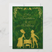 手の華美込んだビクトリアンボールの仮装結婚の 招待状 (正面)