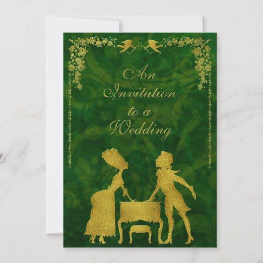 手の華美込んだビクトリアンボールの仮装結婚の 招待状 (正面)