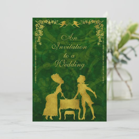 手の華美込んだビクトリアンボールの仮装結婚の 招待状 (スタンド正面)