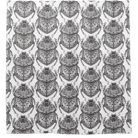 手の落書きのパターン シャワーカーテン (正面)