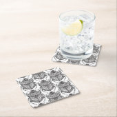 手の落書きのパターン スクエアペーパーコースター (インサイチュ)