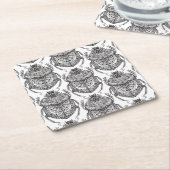 手の落書きのパターン スクエアペーパーコースター (アングル)