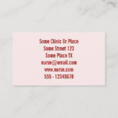 手の赤いハートを持つ公認看護師 名刺 (裏面)