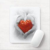 手の赤いハート、私は形愛します マウスパッド (マウス)