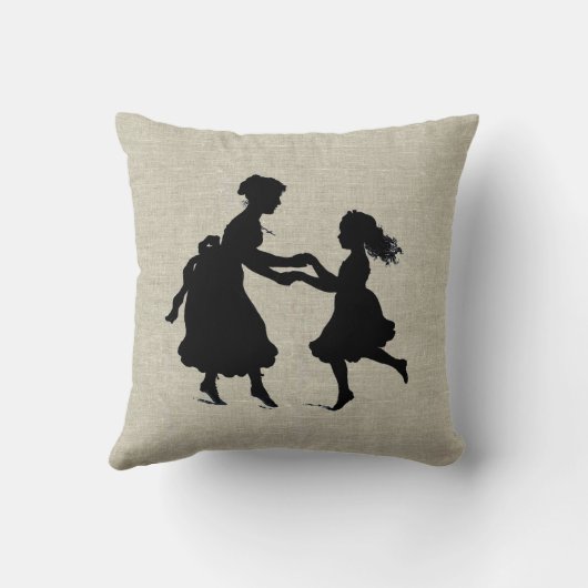 手の踊ることを保持している母及び娘 クッション (裏面)