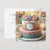 手の込んだカラフルフローラ記念日ケーキ (正面/裏面)