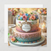 手の込んだカラフルフローラ記念日ケーキ (正面/裏面)