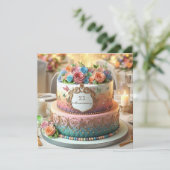 手の込んだカラフルフローラ記念日ケーキ (スタンド正面)