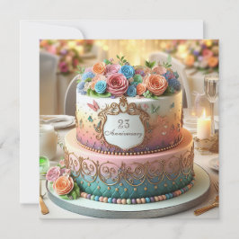 手の込んだカラフルフローラ記念日ケーキ