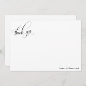 手の込んだシンプル書道の白黒 サンキューカード (正面/裏面)