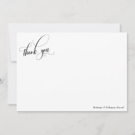 手の込んだシンプル書道の白黒 サンキューカード