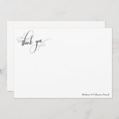 手の込んだシンプル書道の白黒 サンキューカード (正面/裏面)