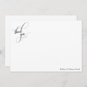 手の込んだシンプル書道の白黒 サンキューカード (正面/裏面)