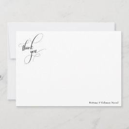 手の込んだシンプル書道の白黒 サンキューカード