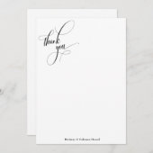 手の込んだシンプル書道の白黒 サンキューカード (正面/裏面)